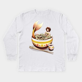 Mer-Noodles - Mermaid In Noodles Kids Long Sleeve T-Shirt